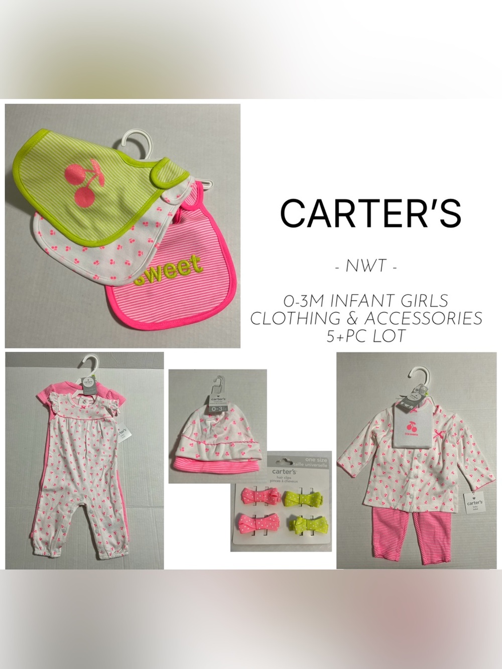 CARTER’S - 3M - NWT - 5+PCS INFANT GIRLS CHERRY CLOTHING & ACCESSORIES
